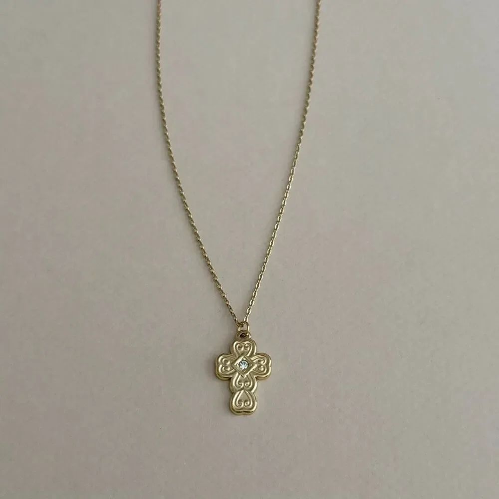 clover cross necklace D97 - Picture 5 of 7